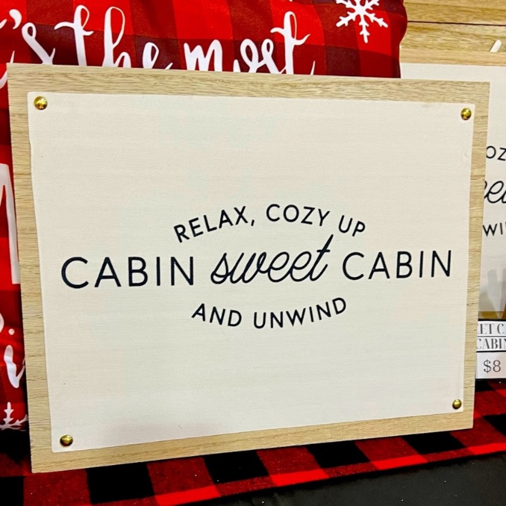 CABIN SWEET CABIN Christmas Winter Wood Sign Rustic Decor Target ski lodge NEW